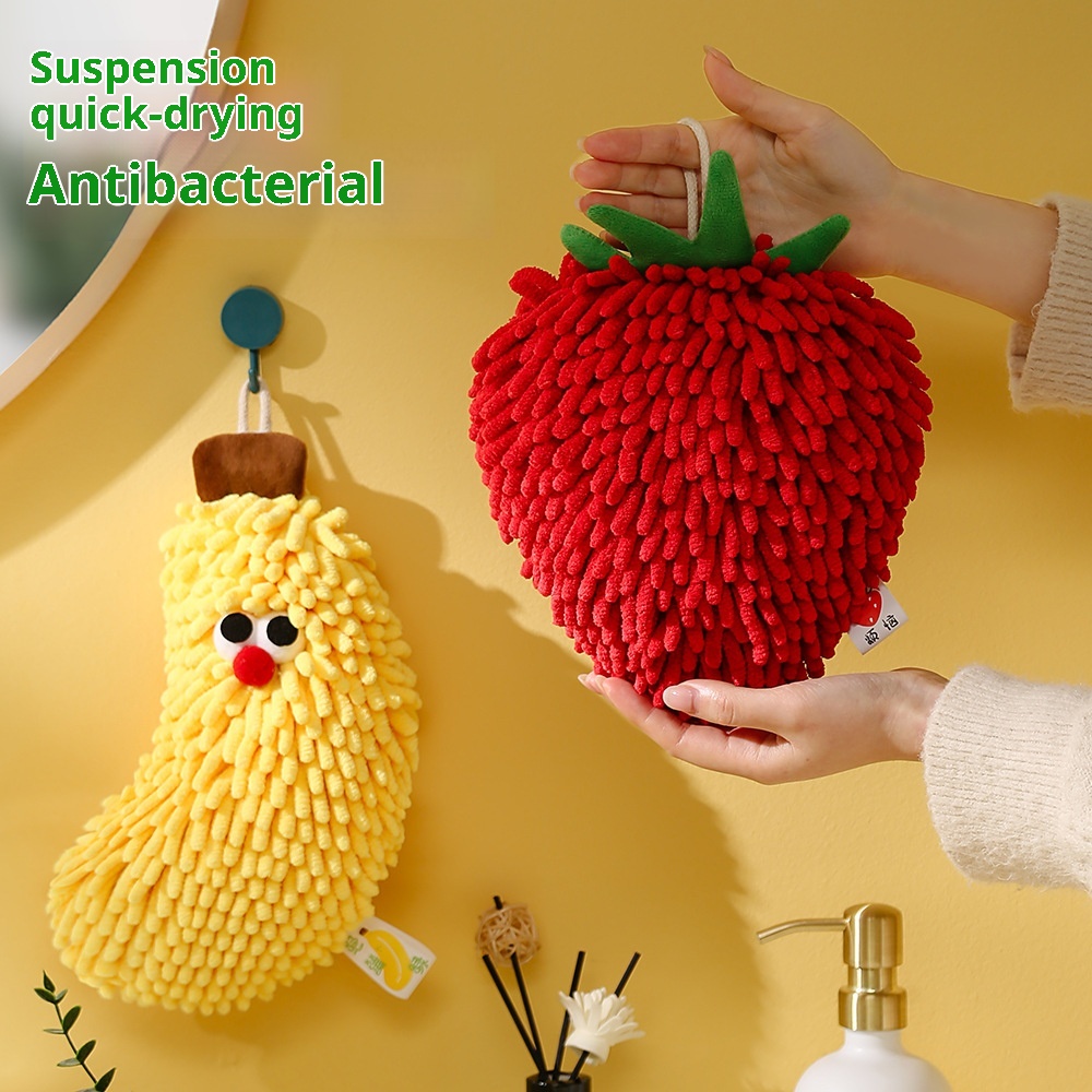 Lillian Cute Big Eyes Chenille Fruit Hand Creative Adorable Towel Festive Red Hanging Decoration_voghion.com