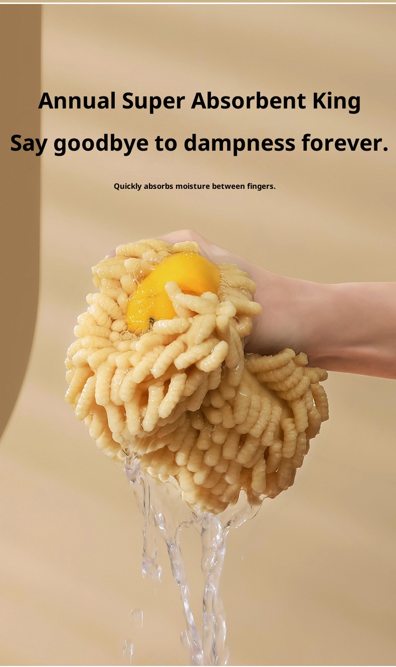 Lillian Cute Cartoon Chenille Ball Kitchen Bathroom Hanging Hand Absorbent Towel Thickened_voghion.com