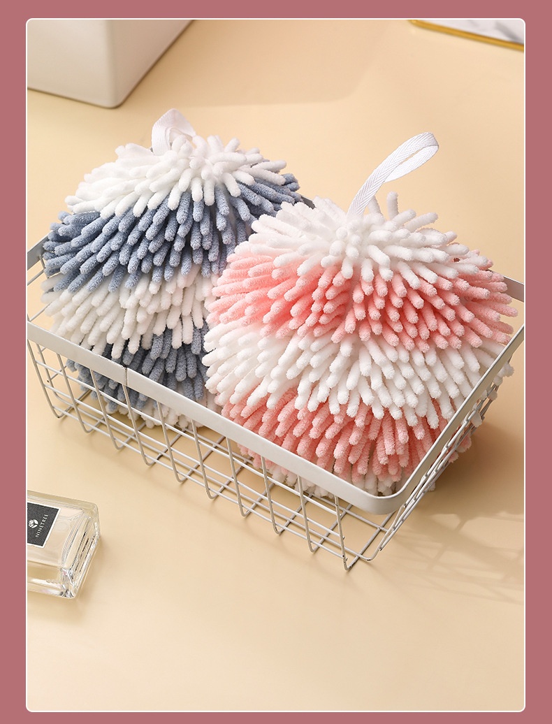 Lillian Rainbow Chenille Ball Hanging Home Kitchen Bathroom Creative Absorbent Cute Soft Hand Towel_voghion.com