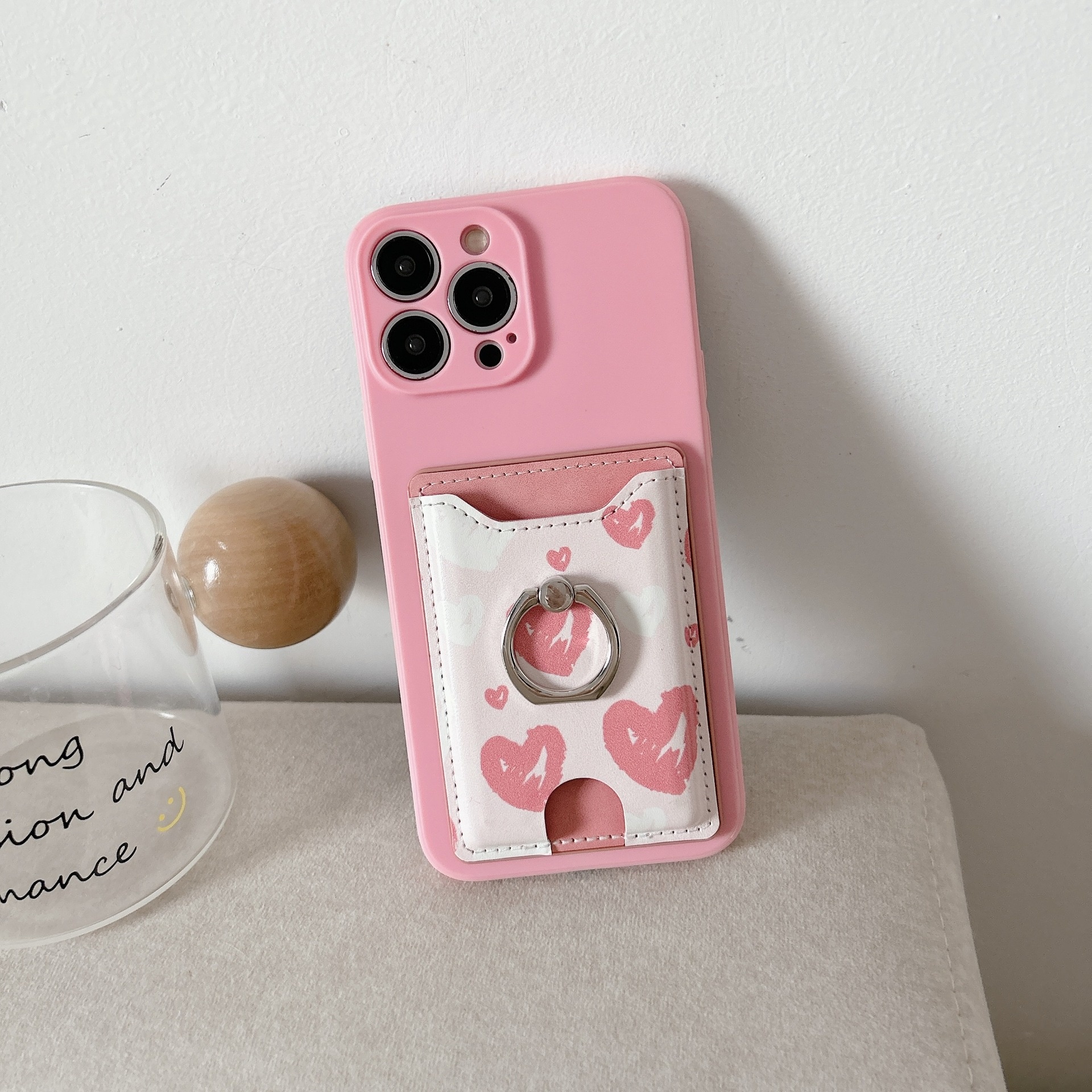 TechGlobe Heart-shaped Phone Back Multi-functional Slot Stand Ring Holder Wallet Coin Clip Bank Card Sticker_voghion.com