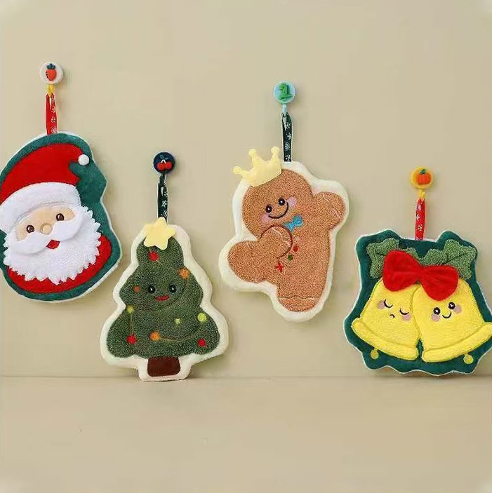 Lillian Cross-Border Source Cute Cartoon Hanging Coral Fleece Bathroom Kitchen Gift Hand Towel_voghion.com