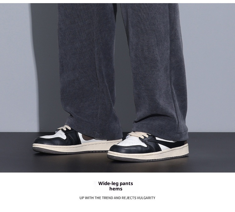 boy Men's Autumn Winter Thickened Fleece Casual 25 New Trendy Corduroy Loose Simple Versatile Straight-Leg Pants_voghion.com