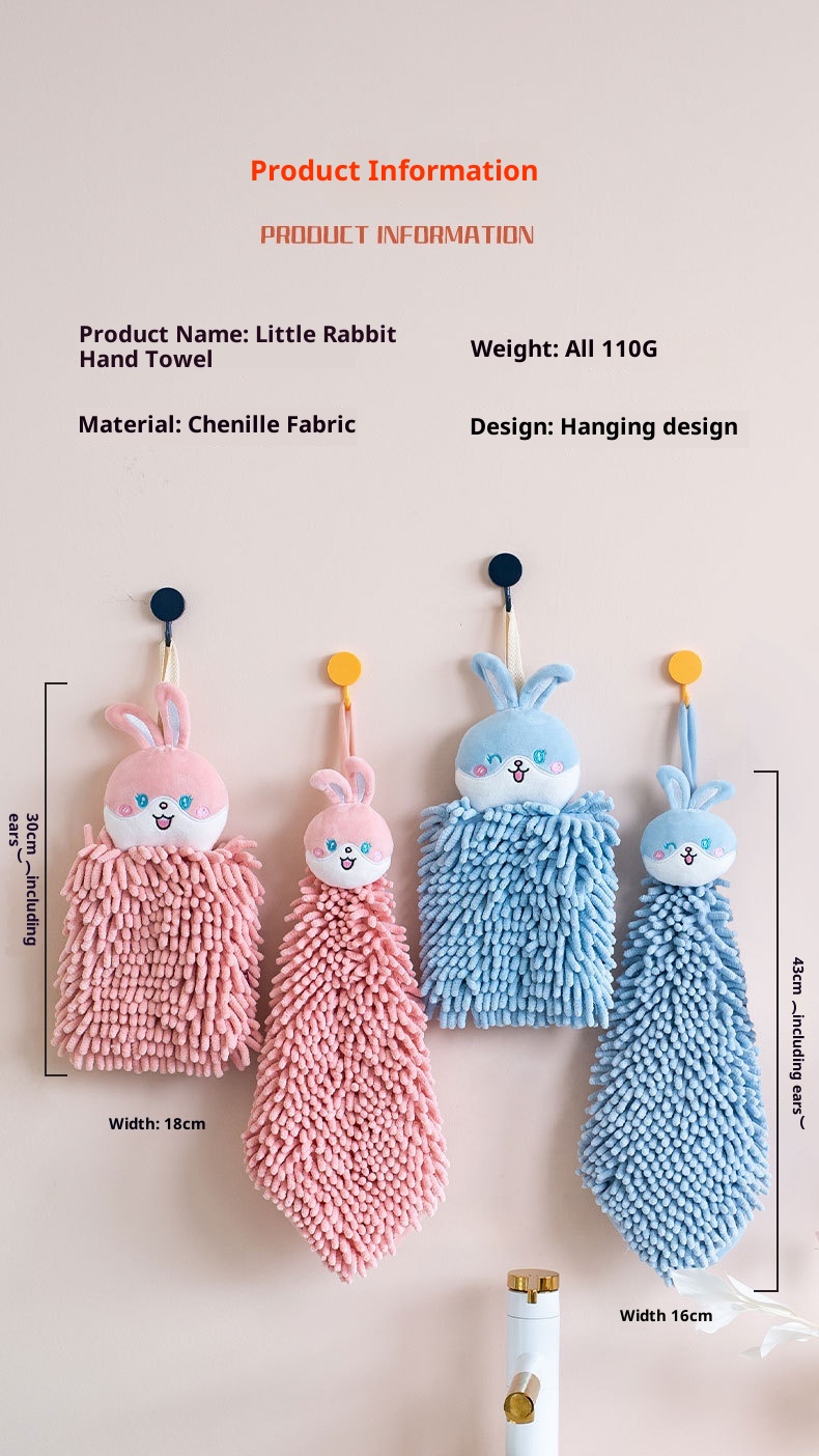 Lillian Hanging Cartoon Animal Chenille Kangle House Children's Household Kitchen Absorbent Hand Towel Wholesale_voghion.com