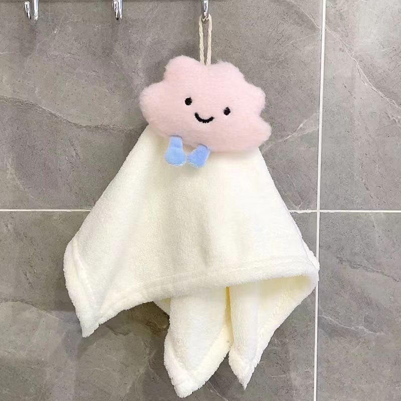 Toalla infantil Lillian con diseño de nube adorable, ideal para colgar en el baño, la cocina o el inodoro. Toalla de mano gruesa para niños._voghion.com