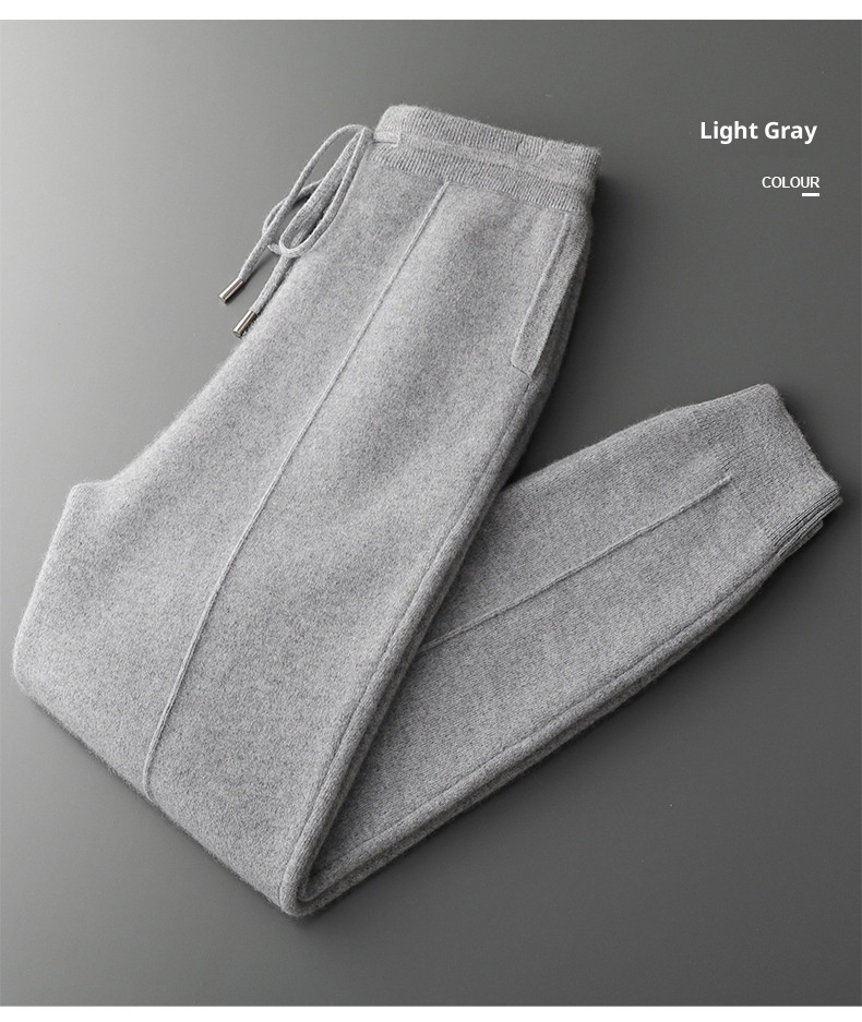 Neue Herrenhose aus 100 % Wolle für Herbst/Winter – Business Casual, vier flache, verdickte Strickhosen mit Mittelnaht_voghion.com