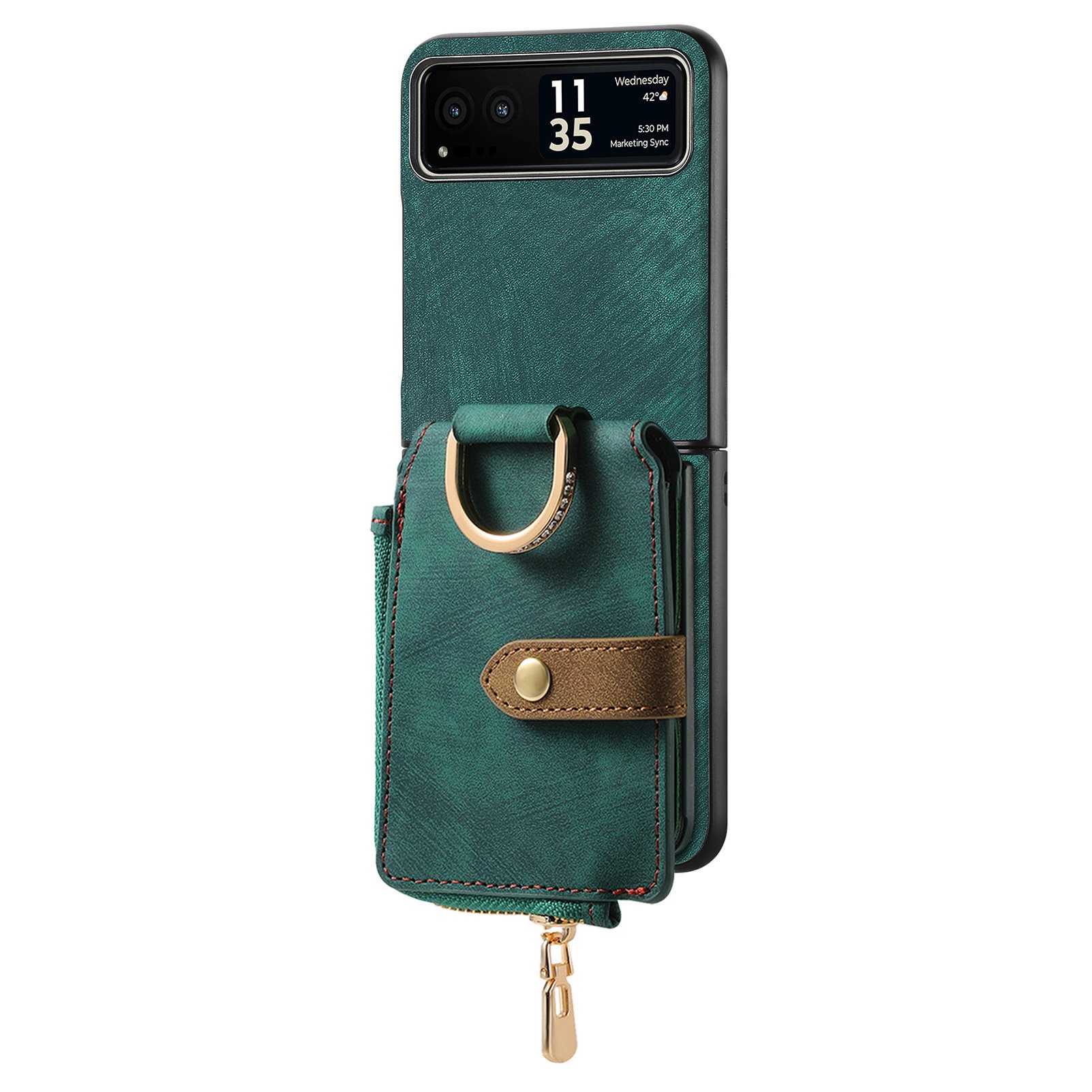 TechGlobe Cross-Border kompatible Moto Ultra Leder-Handyhülle mit mehreren Kartenfächern, Ring, PU-Kartenhalter, faltbar, Razr 60_voghion.com