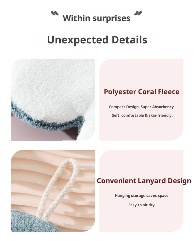 Lillian Hängendes, saugfähiges Handreinigungstuch mit niedlichem Cartoon-Motiv für Kinder, schnelltrocknendes Handtuch für Bad und Küche, Geschenkidee_voghion.com