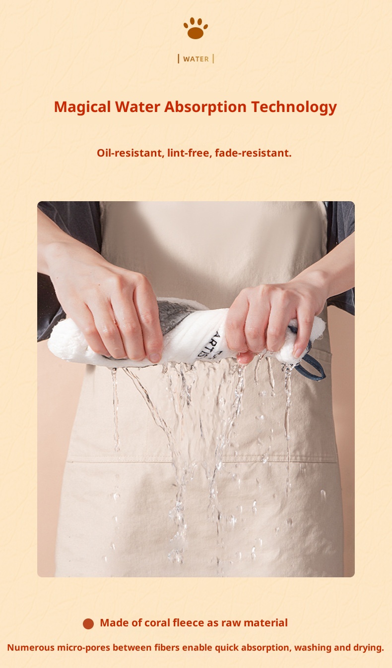 Lillian Cat Hanging Washing Children Cute Coral Fleece Towel Kitchen Super Absorbent Thickened Hand Wiping Cloth_voghion.com