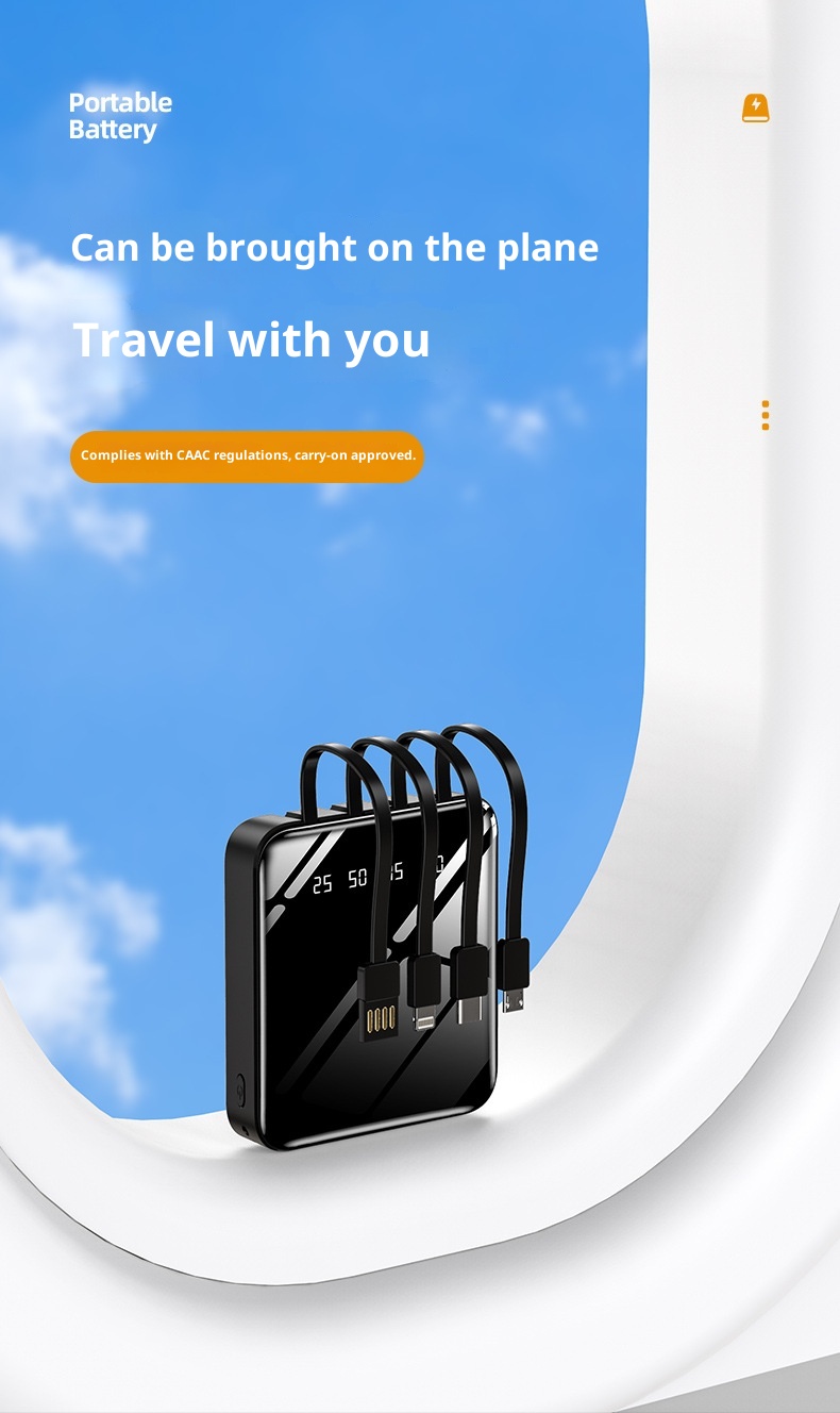 TechGlobe Four-Wire Mini Bank 20000mAh Fast Charging Mobile Power Supply Gift Custom Creative Lithium Battery_voghion.com