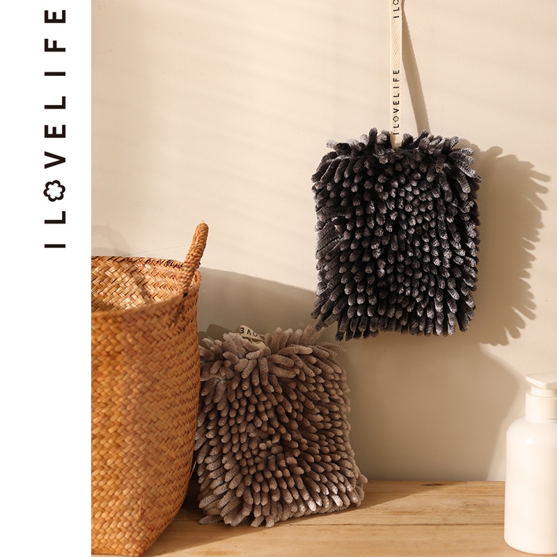 Lillian Chenille Kitchen Towel Hanging Cute Thick Cloth Bathroom Hand Ball Absorbent Quick-Dry_voghion.com
