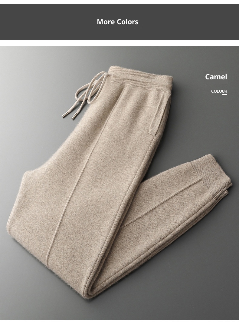 Neue Herrenhose aus 100 % Wolle für Herbst/Winter – Business Casual, vier flache, verdickte Strickhosen mit Mittelnaht_voghion.com