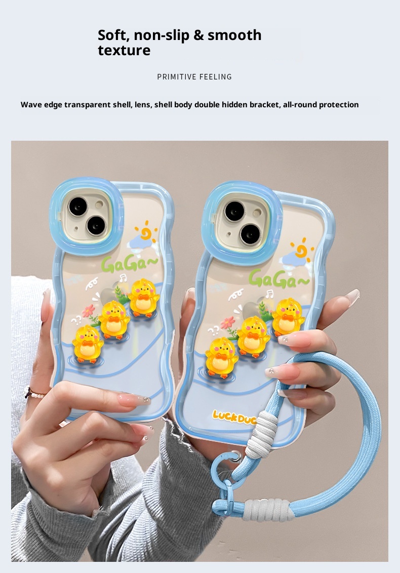 TechGlobe Plüsch-Schlüsselanhänger „Kleine gelbe Ente“, kompatibel mit iPhone 16, 15 Pro Max, Handyhülle 14 und Xiaomi 13 (Silikon)_voghion.com