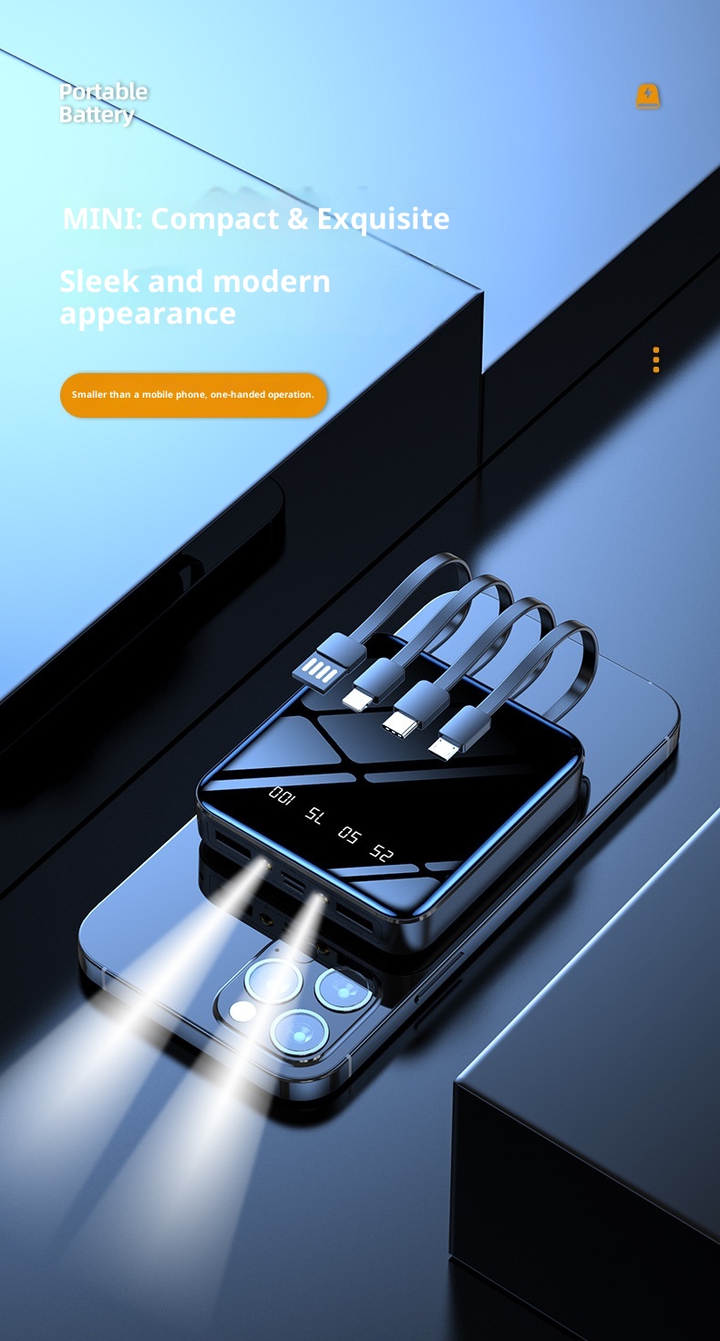 TechGlobe Four-Wire Mini Bank 20000mAh Fast Charging Mobile Power Supply Gift Custom Creative Lithium Battery_voghion.com