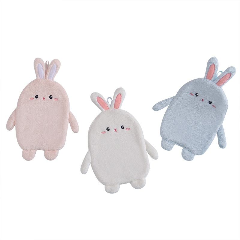 Lillian Cute Rabbit Coral Fleece Cartoon Hanging Household Kitchen Thickened Absorbent Hand Wiping Towel Manufacturer Direct_voghion.com