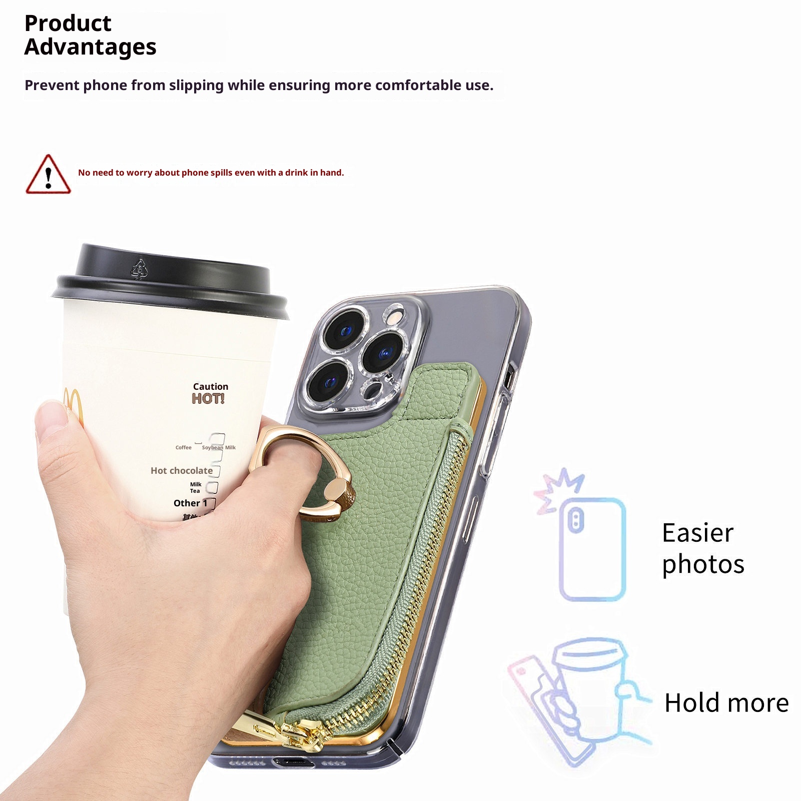 Portafoglio da polso in pelle con clip per monete e adesivo posteriore TechGlobe, porta carte d'identità antifurto RFID_voghion.com