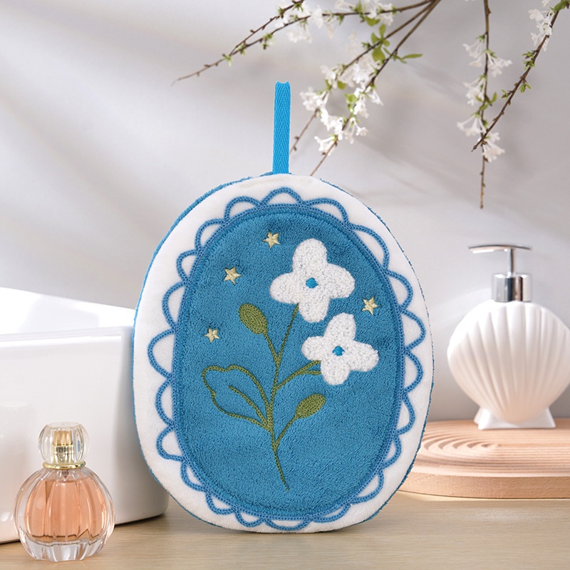 Lillian Wholesale Household Embroidered Flower Cartoon Hand Absorbent Handkerchief Bathroom Hanging Towel_voghion.com