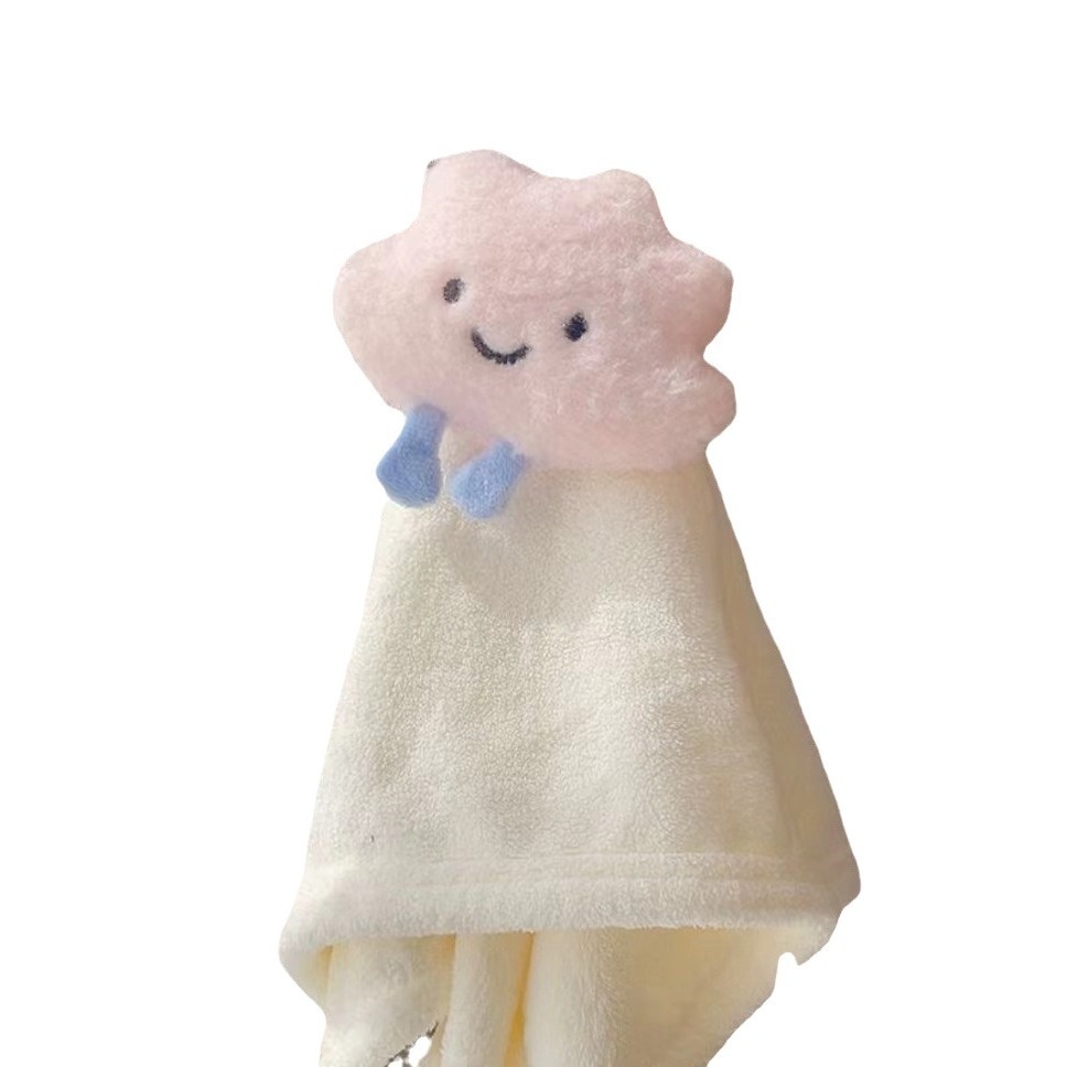 Lillian Absorbent Quick-Dry Household Kitchen Cloth Bear Pineapple Square Baby Hand Towel Cloud Hanging Coral Fleece_voghion.com