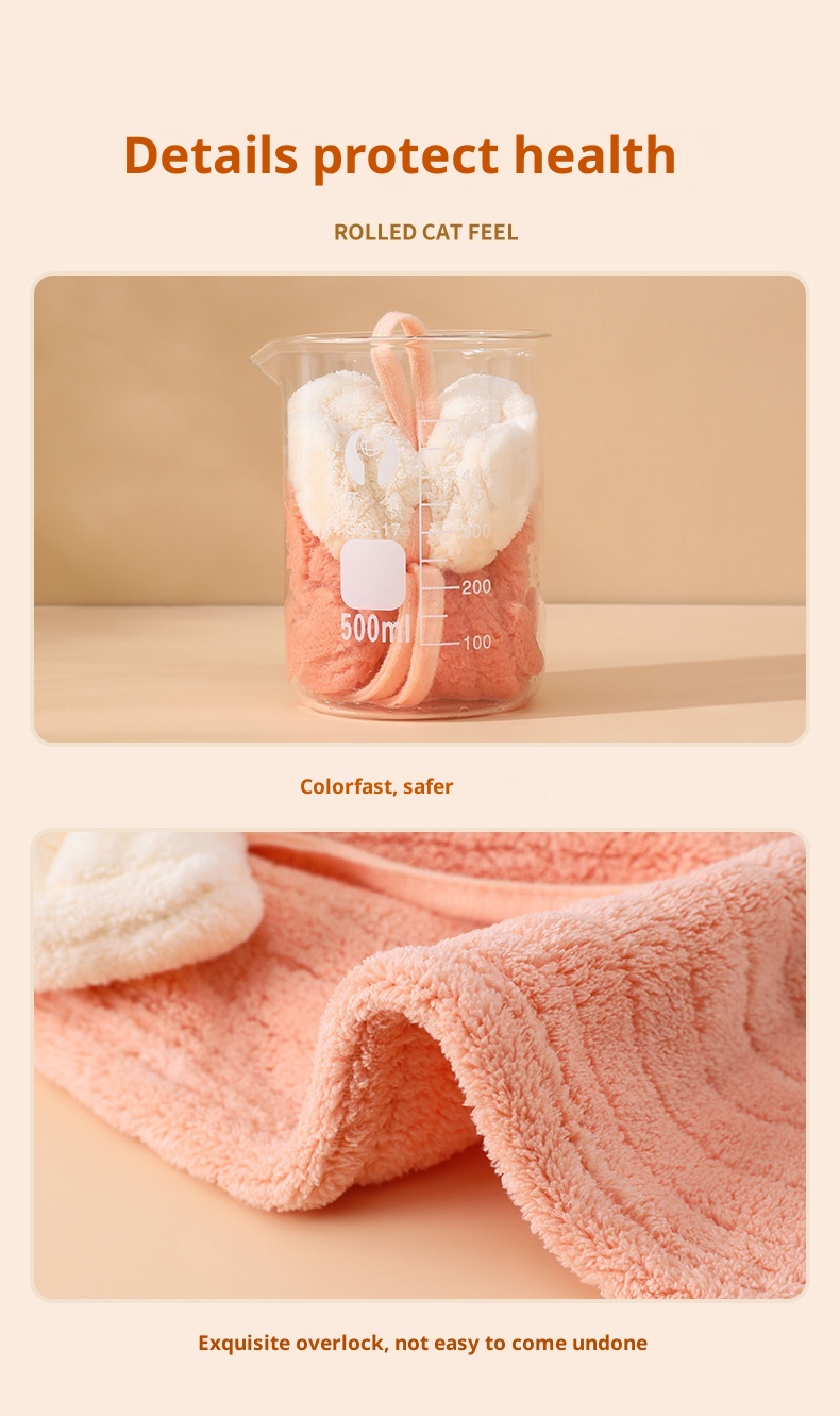Lillian Hanging Cute Cartoon Bowknot Absorbent Towel Coral Fleece Bathroom Kitchen Hand Cloth_voghion.com