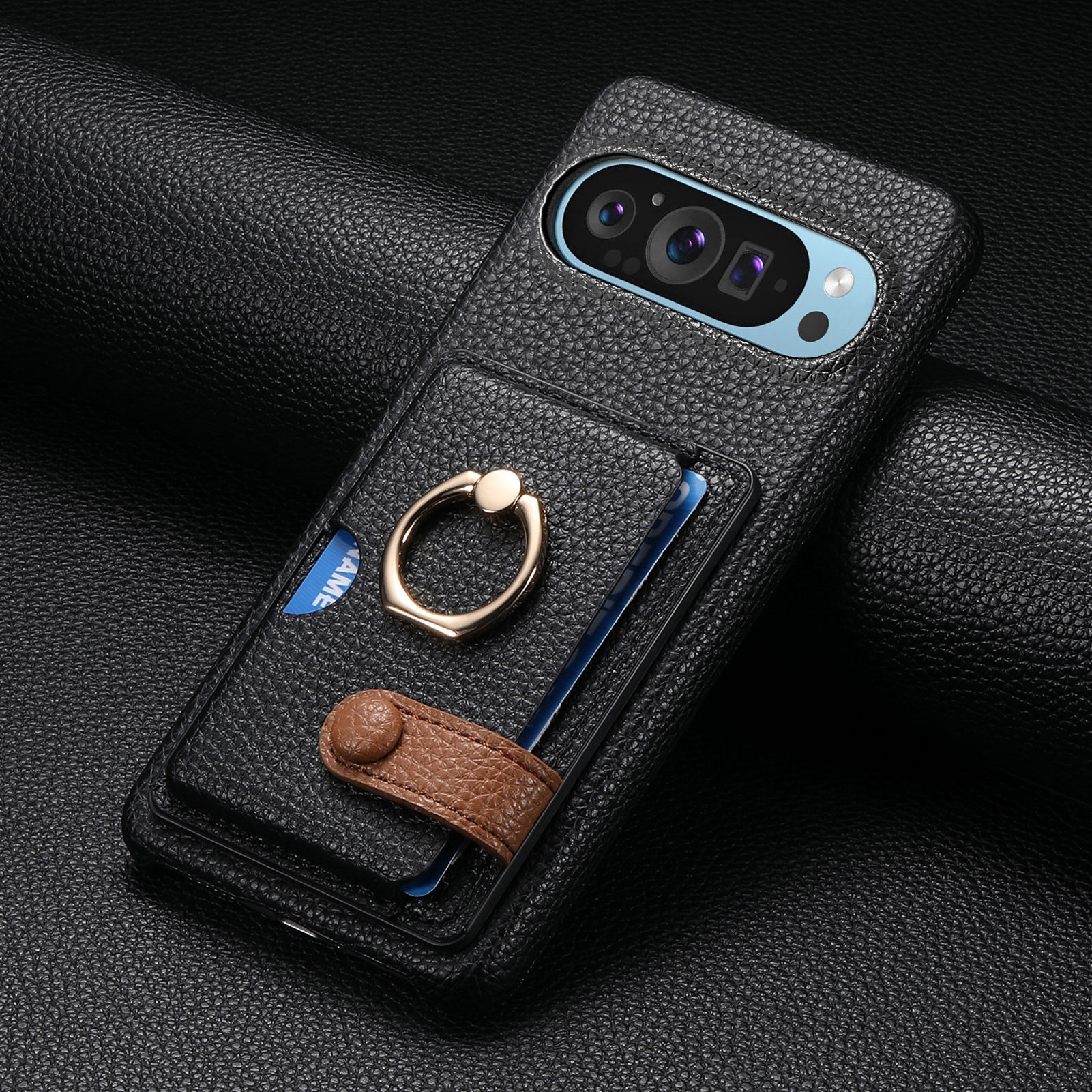 TechGlobe Handyhülle kompatibel mit Google 9A, Kartenfach, Aufbewahrung, Schutzhülle, Armband, Pixel 10 Metallringhalter_voghion.com