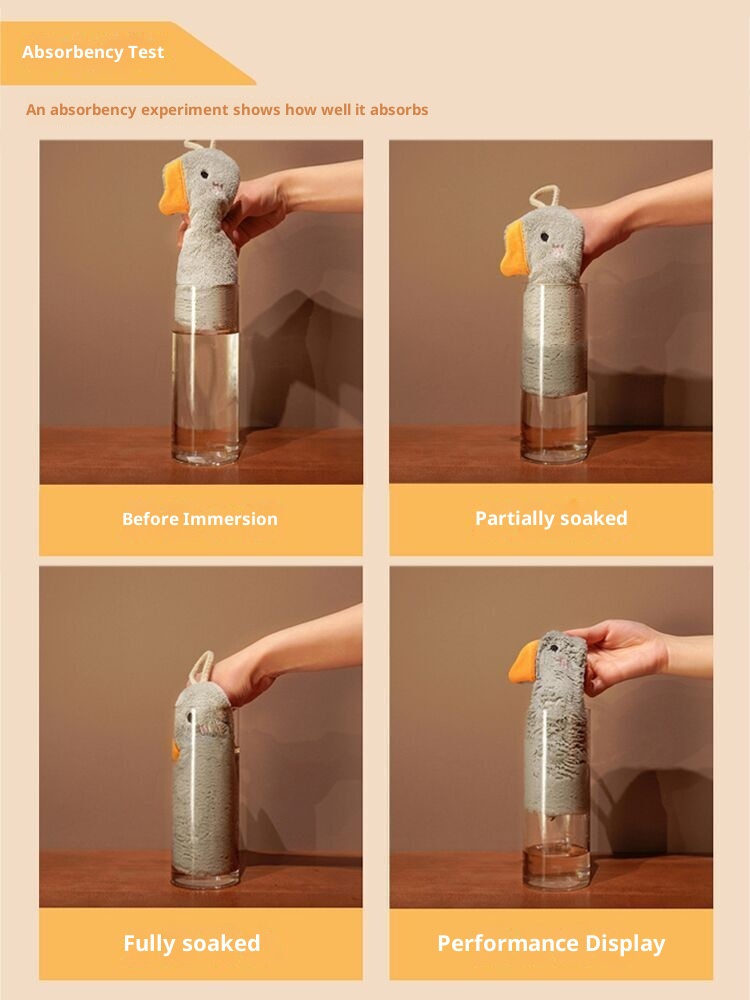 Lillian Cartoon Big White Goose Bathroom Handkerchief Internet Celebrity Coral Fleece Hanging Cute Hand Washing Towel_voghion.com