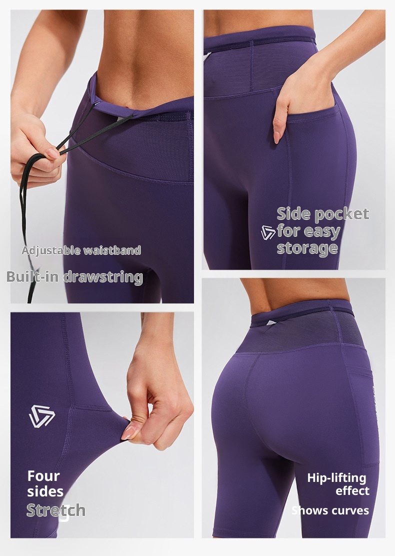 Pantaloni sportivi da corsa e maratona unisex con coulisse e tasche a vita alta, a compressione, per ragazzo_voghion.com