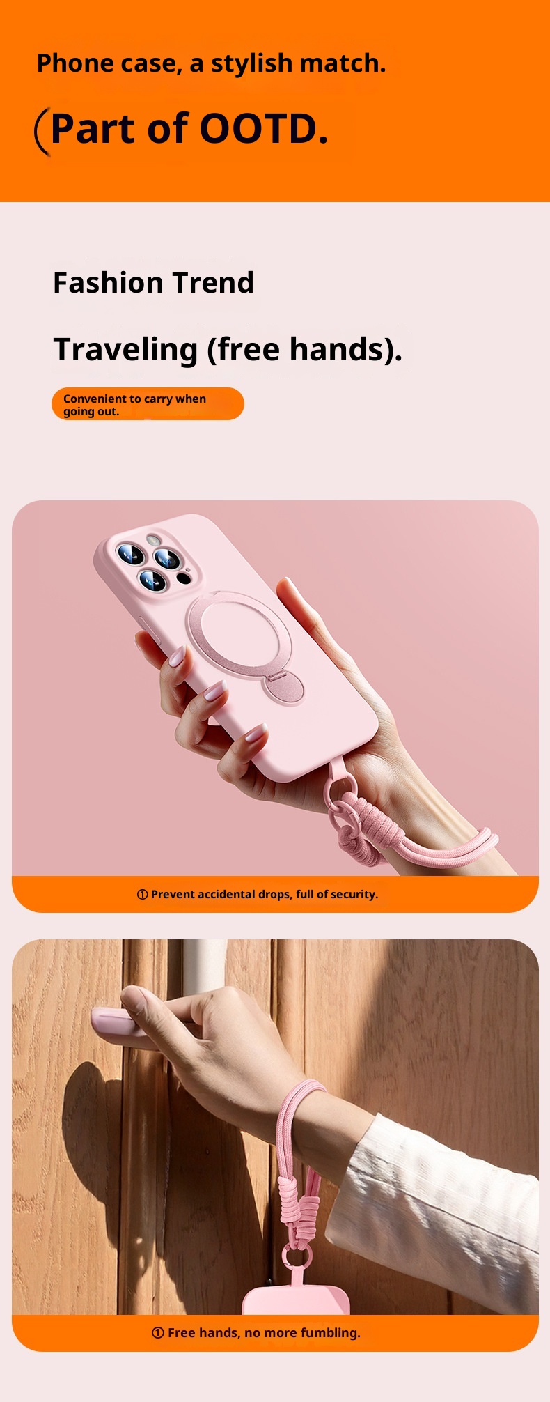 Étui de protection intégral en silicone liquide TechGlobe avec support à 360°, compatible iPhone 17 et iPhone 16 Pro, et dragonne._voghion.com