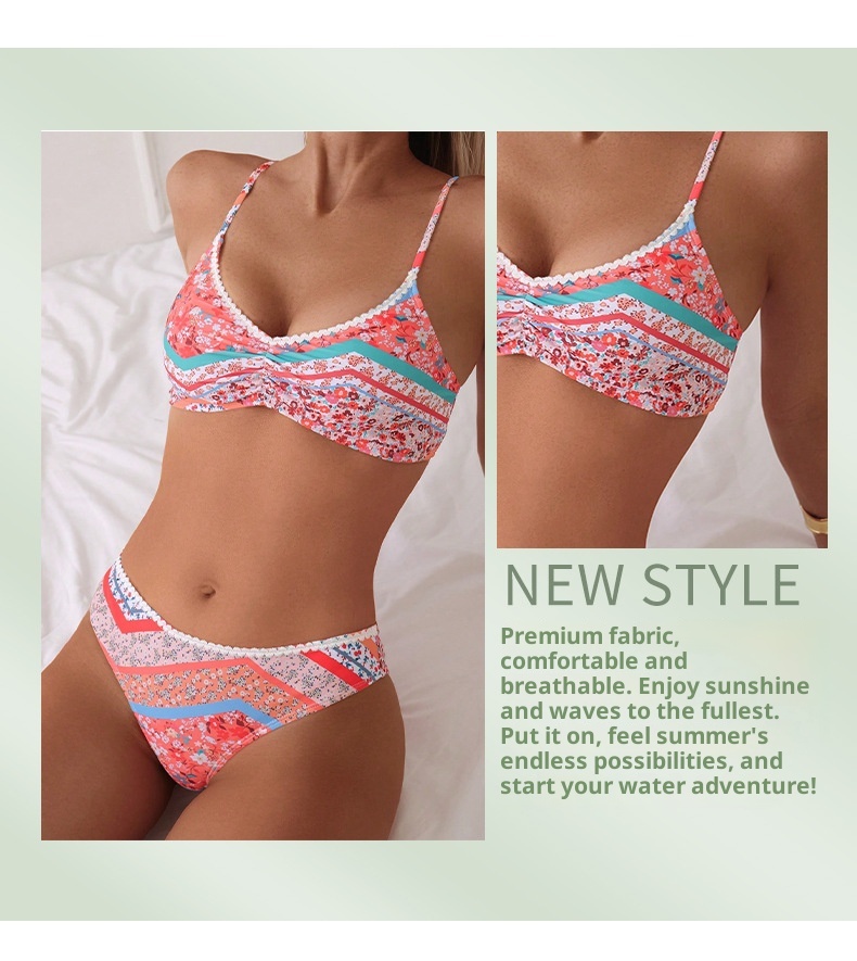 GraceChic GraceChic Commercio Estero Stile Europeo e Americano Costume da Bagno Donna High-End Ins Bikini Piccolo Seno Push-Up Floreale Hot Spring_voghion.com