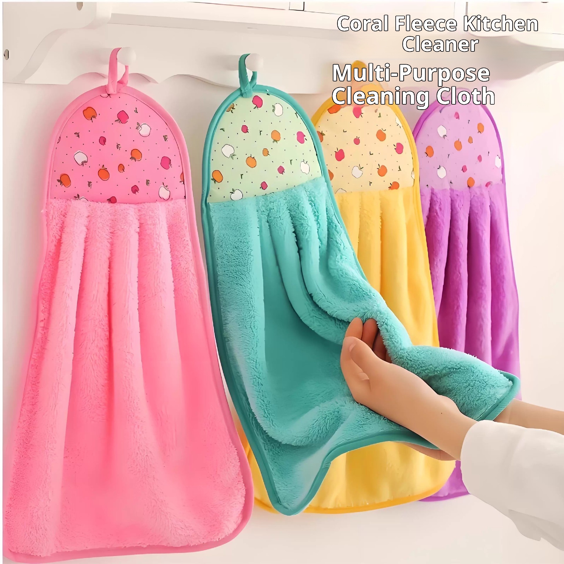 Lillian Coral Fleece Cloth Bathroom Kitchen Hand Hanging Towel Strong Absorbency Non-Shedding_voghion.com
