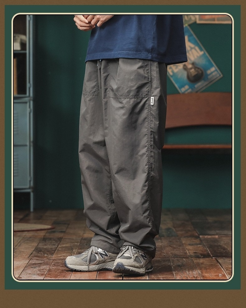 Trendige Cargohose im japanischen Stil für Herren mit weitem Bein, locker geschnitten, gerader Schnitt, lässig, für Herbst, Outdoor, schnelltrocknend, Sporthose im Retro-Look._voghion.com