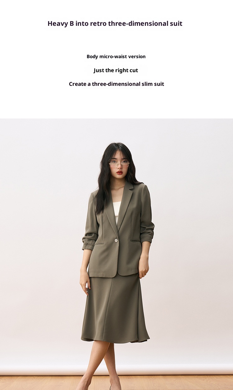 girl Girl [Shengdu] Autumn New Suit Set Elegant Slim Single-Breasted Professional Blazer Women's Skirt_voghion.com
