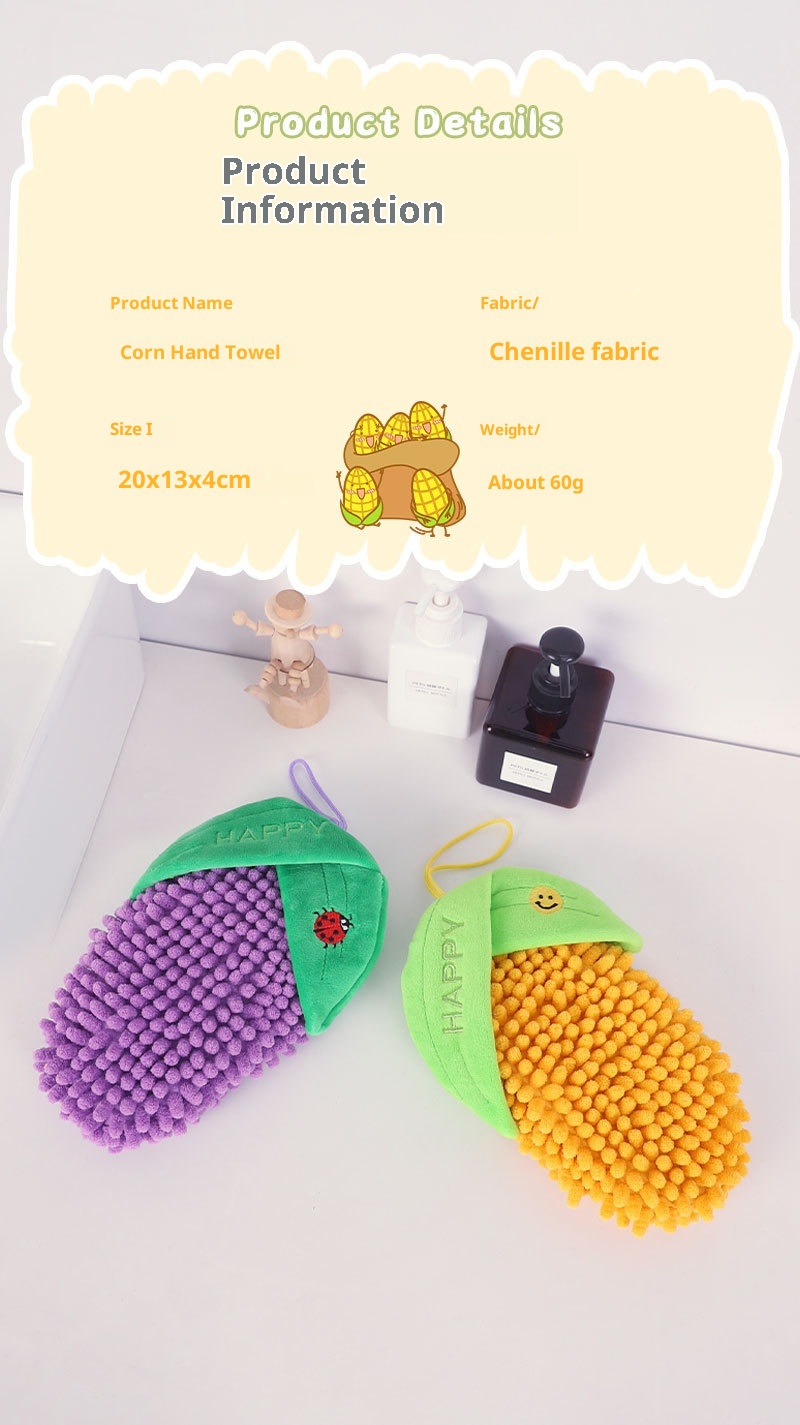 Lillian Hanging Cartoon Animal Chenille Kangle House Children's Household Kitchen Absorbent Hand Towel Wholesale_voghion.com