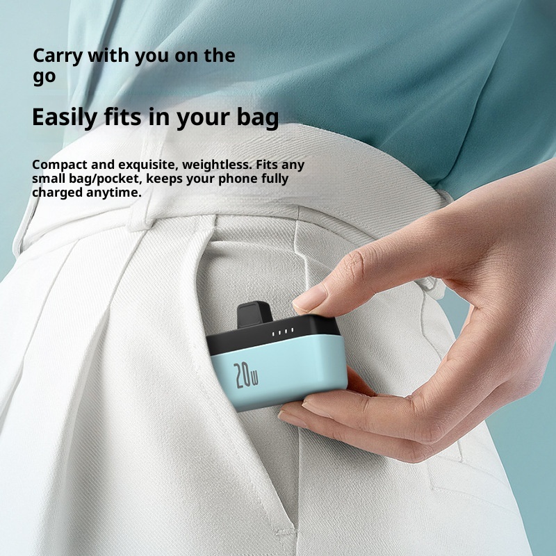 techglobe PD20W Pocket Fast Charging Compact Portable 5000mAh Capsule Emergency Mini Power Bank_voghion.com