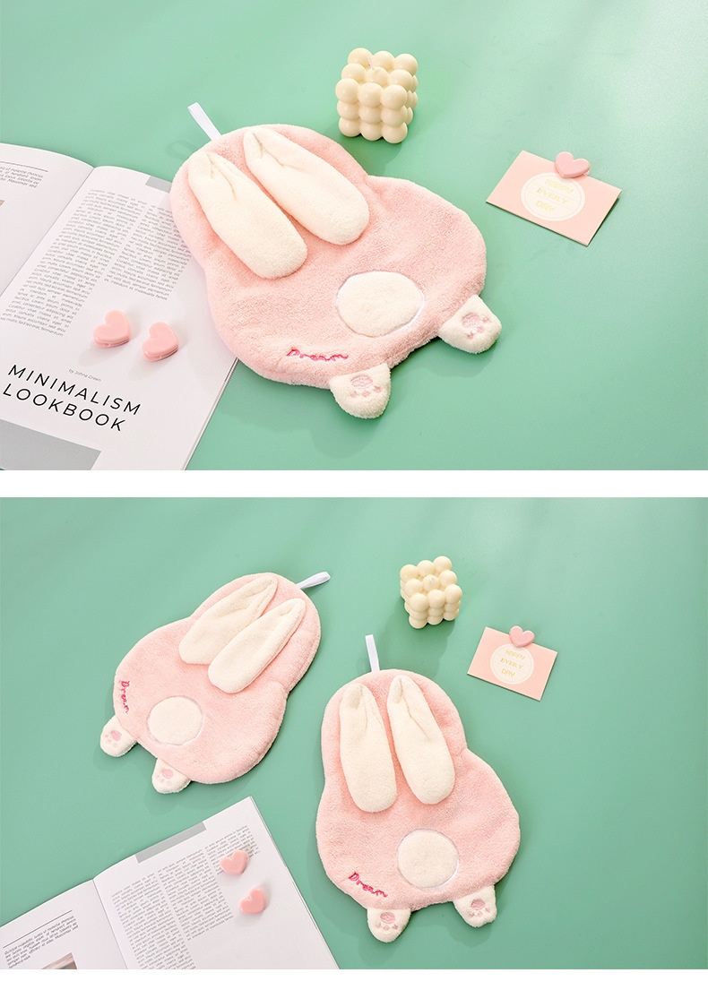 Lillian Cartoon Animal Thickened Hand Coral Fleece Bathroom Hanging Absorbent Towel Kitchen Washroom Small Handkerchief_voghion.com