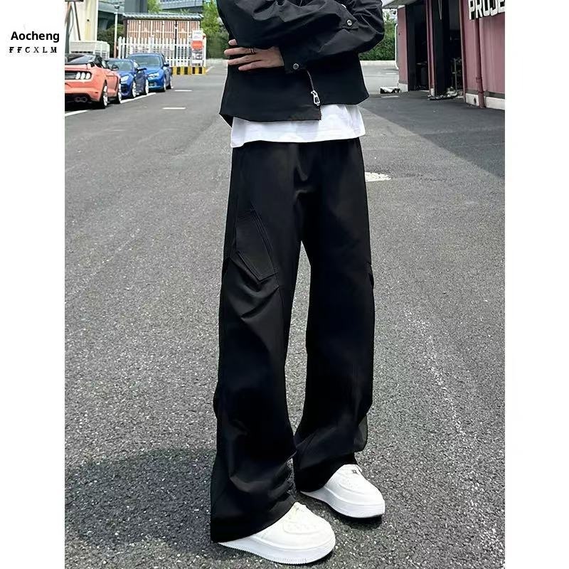 Pantaloni cargo da uomo in stile americano, autunno inverno, lavati, casual, dritti, alla moda, da paracadutista all'aperto, 2025_voghion.com