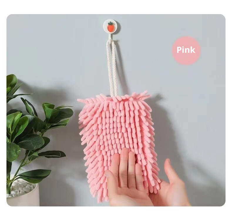 Serviette carrée multifonctionnelle Lillian Chenille à suspendre pour la salle de bain et la cuisine, séchage rapide, épaisse et mignonne, absorbante et idéale pour les enfants_voghion.com