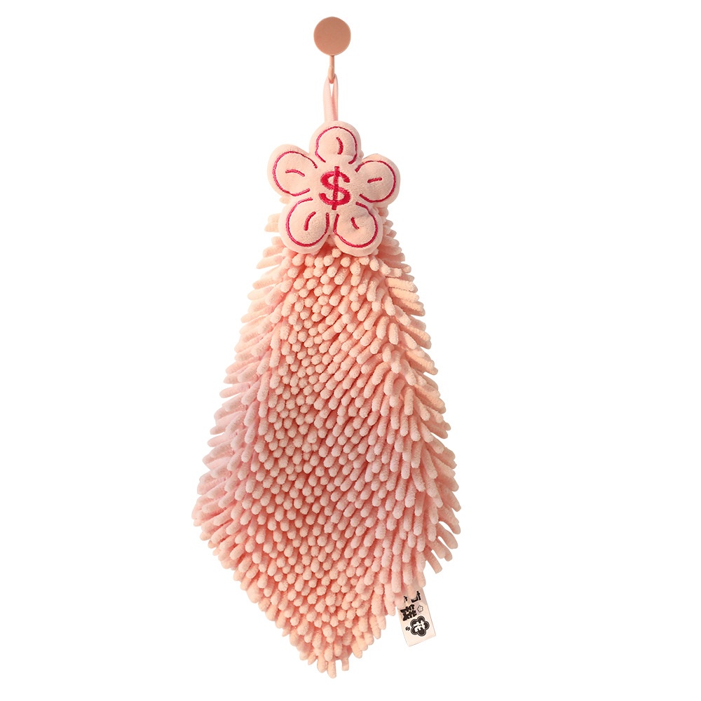 Lillian Rich Flower Series Cute Hanging Chenille Hand Absorbent Towel Kitchen Bathroom Dual-use Handkerchief Cross-border_voghion.com
