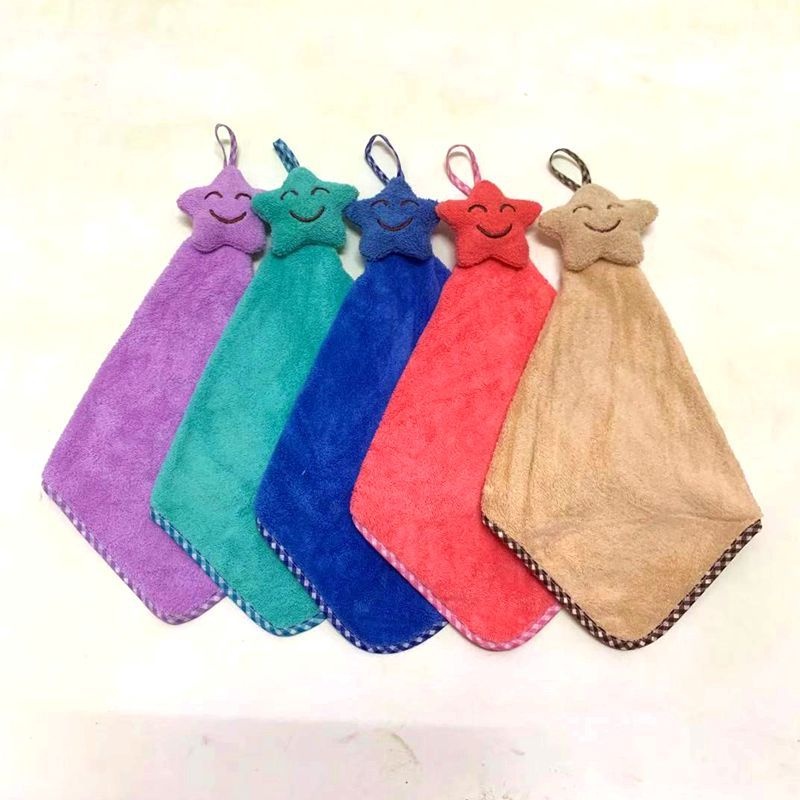 Lillian Cartoon Thickened Absorbent Hand Coral Fleece Small Hanging Kitchen Bathroom Cloth Children's Towel Wholesale_voghion.com