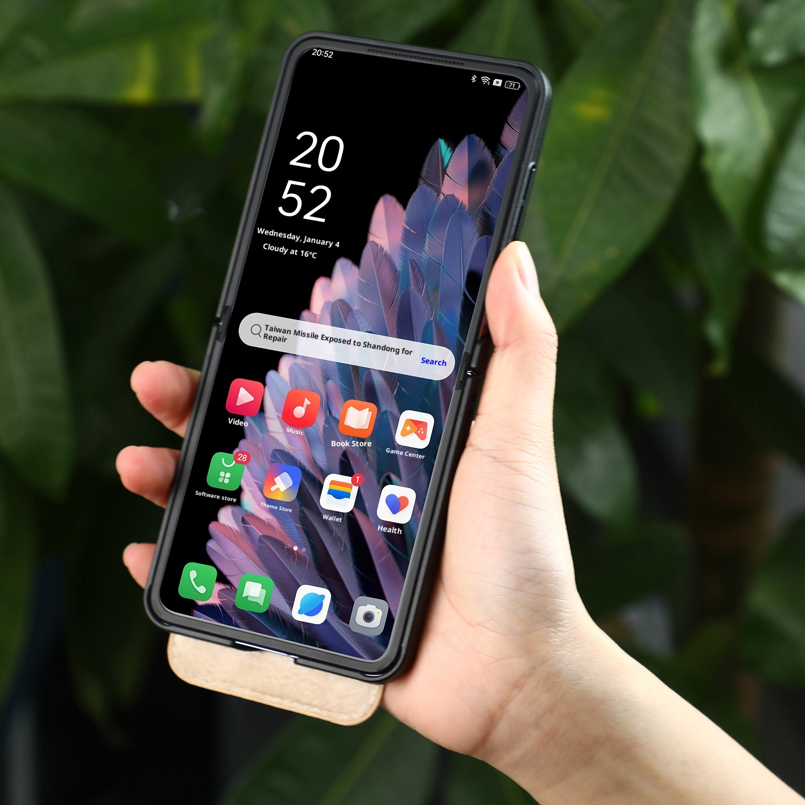 TechGlobe Suitable For OPPO Find N3 Flip Multifunctional Phone Case Creative Stand Card Slot Wrist Strap PC Protective Cover_voghion.com