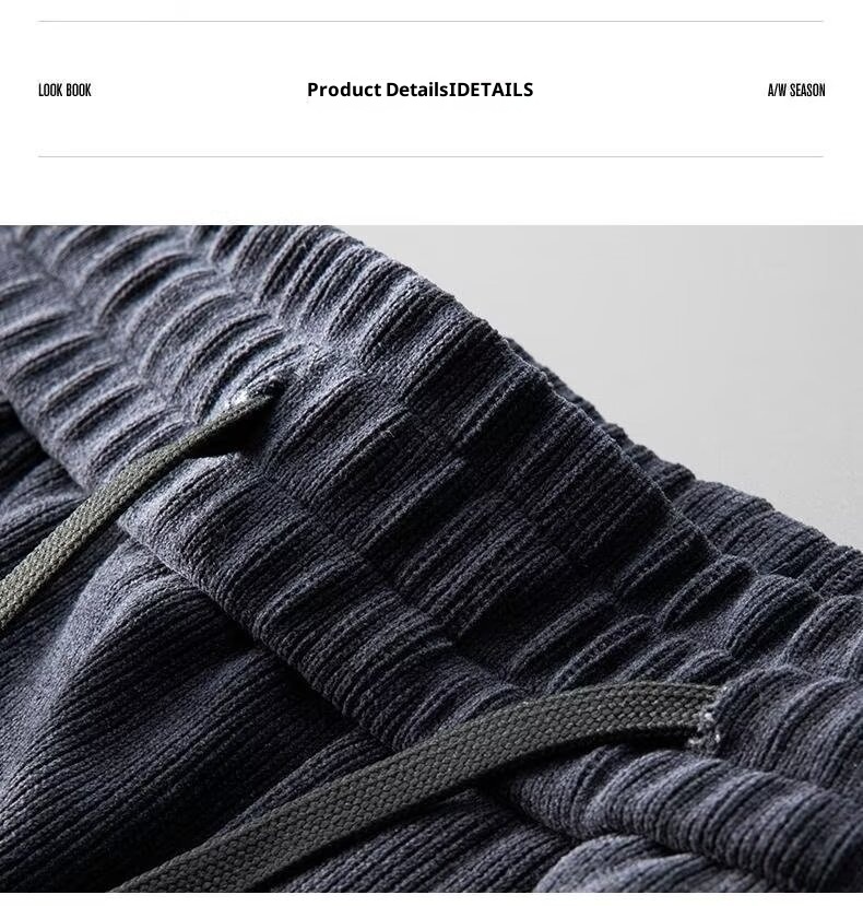 boy Corduroy Casual Autumn Winter New Fleece Lined Thickened Long Pants Straight Trendy Versatile Men's Sweatpants_voghion.com