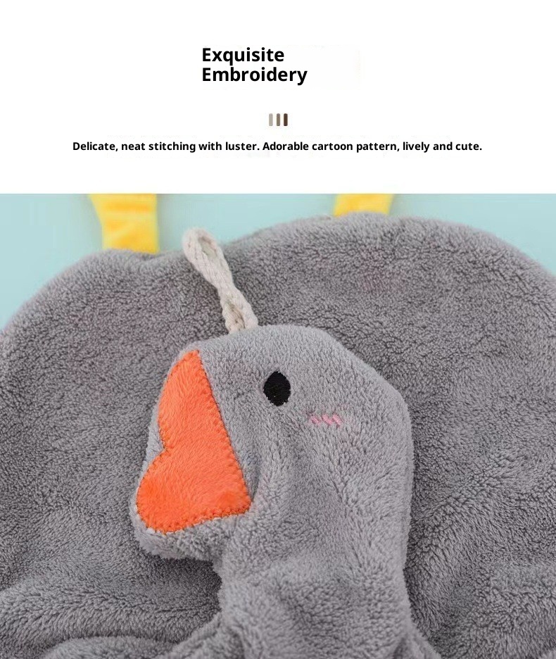 Lillian Big Goose Asılı Mercan Polar El Emici Tüy Dökmeyen Sevimli Karikatür Mutfak Çocuk Küçük Havlusu_voghion.com