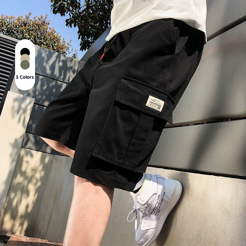boy Men Loose Large Size Cargo Sports Multi-Pocket Summer Straight Five-Point Shorts Trendy Brand Mid-Length Pants Export_voghion.com