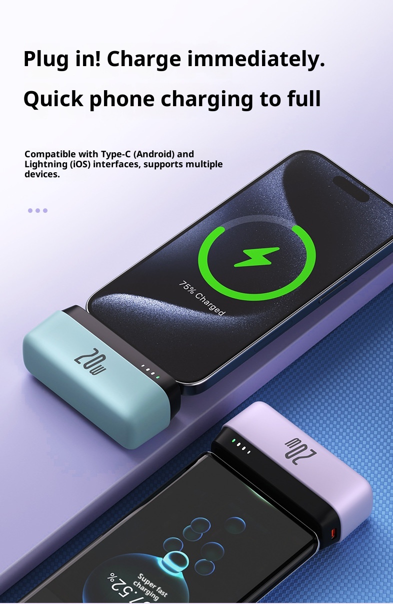techglobe PD20W Pocket Fast Charging Compact Portable 5000mAh Capsule Emergency Mini Power Bank_voghion.com