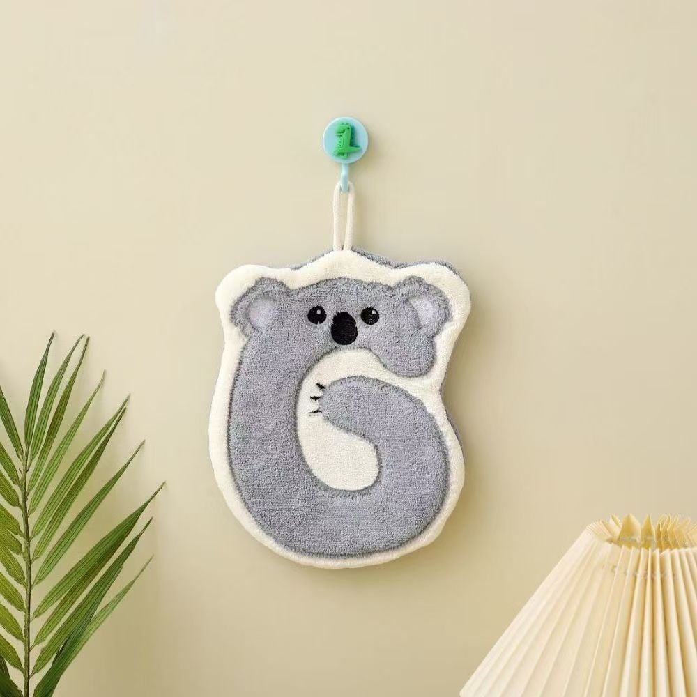 Lillian Digital Koala Hand Coral Fleece Hanging Kitchen Bathroom Towel Children's Handkerchief Super Absorbent_voghion.com