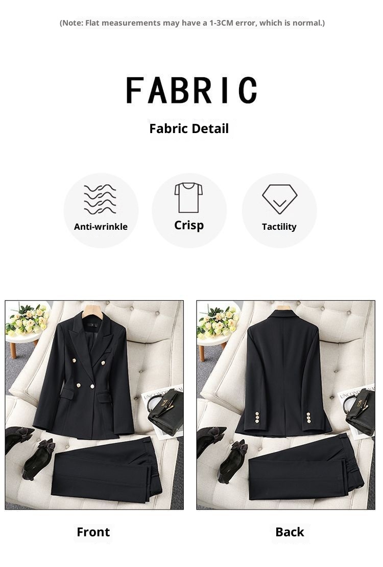 girl Girl Gray Set For Women, Double-Breasted, Petite Formal Wear, College Student Exam Interview Professional Suit_voghion.com