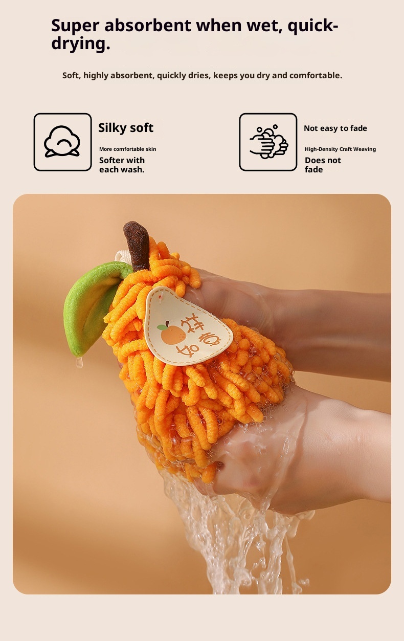 Lillian Fruit Meaning Chenille Ball Creative Kitchen Hanging Absorbent Quick-Dry Hand Small Towel_voghion.com