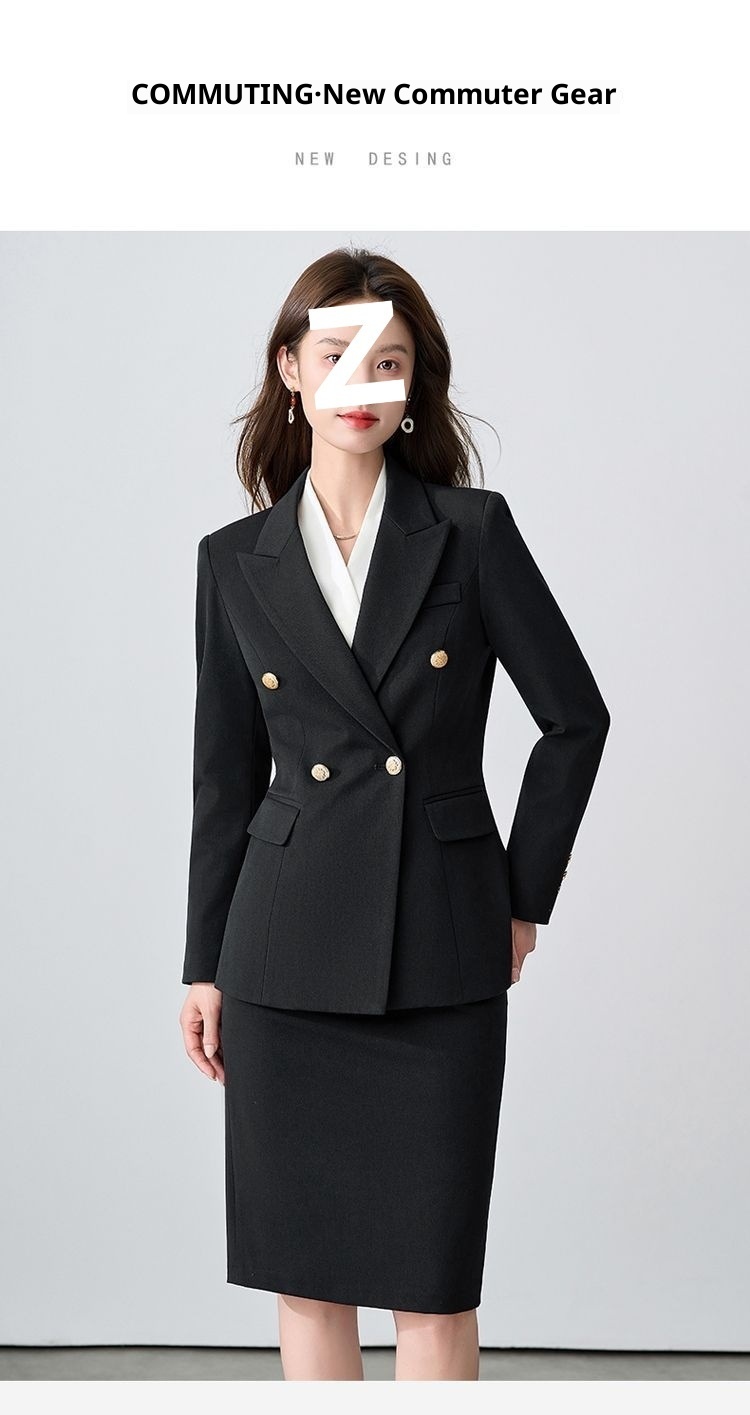 girl Girl Gray Set For Women, Double-Breasted, Petite Formal Wear, College Student Exam Interview Professional Suit_voghion.com