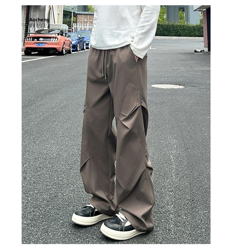 Pantaloni cargo da uomo in stile americano, autunno inverno, lavati, casual, dritti, alla moda, da paracadutista all'aperto, 2025_voghion.com