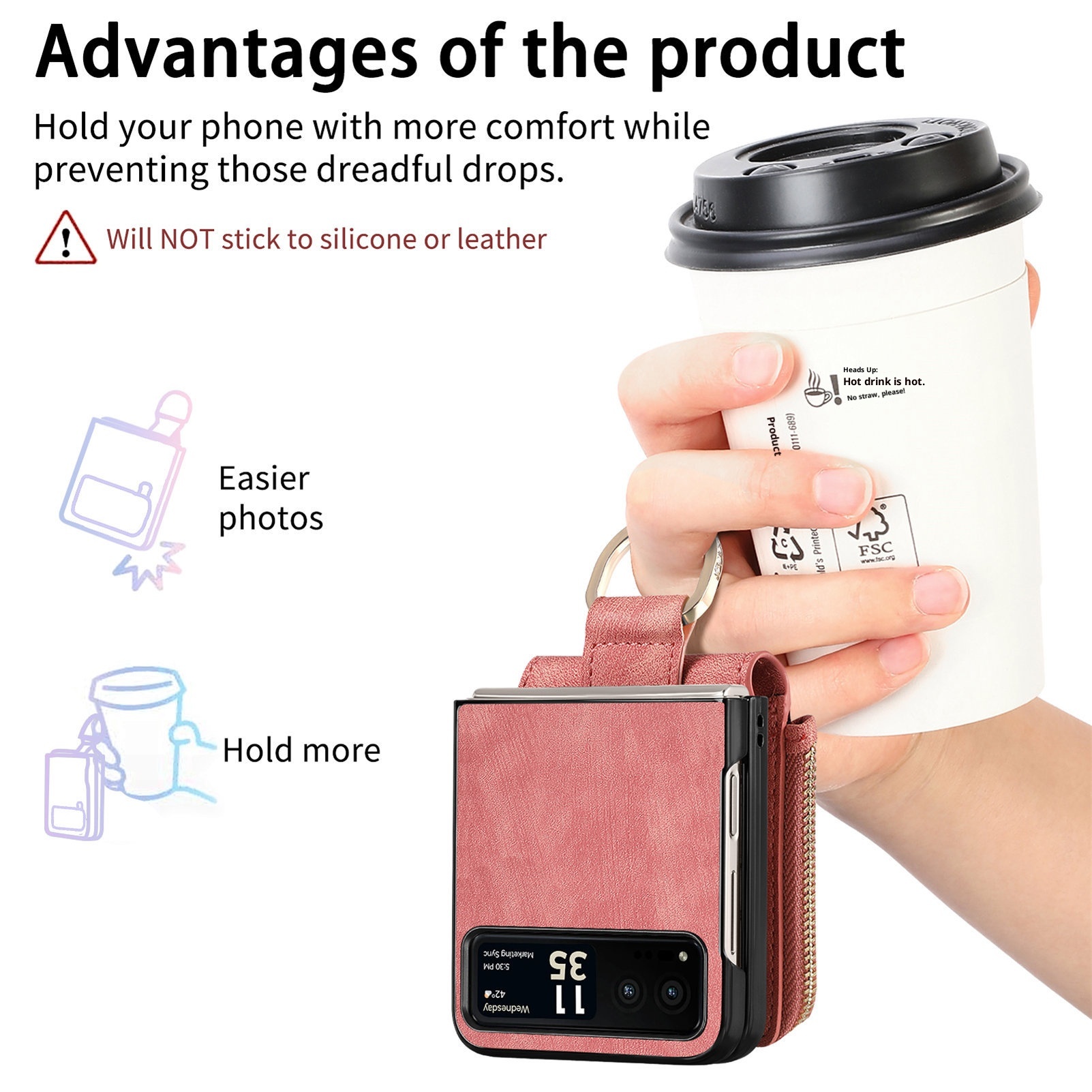 TechGlobe Cross-Border kompatible Moto Ultra Leder-Handyhülle mit mehreren Kartenfächern, Ring, PU-Kartenhalter, faltbar, Razr 60_voghion.com