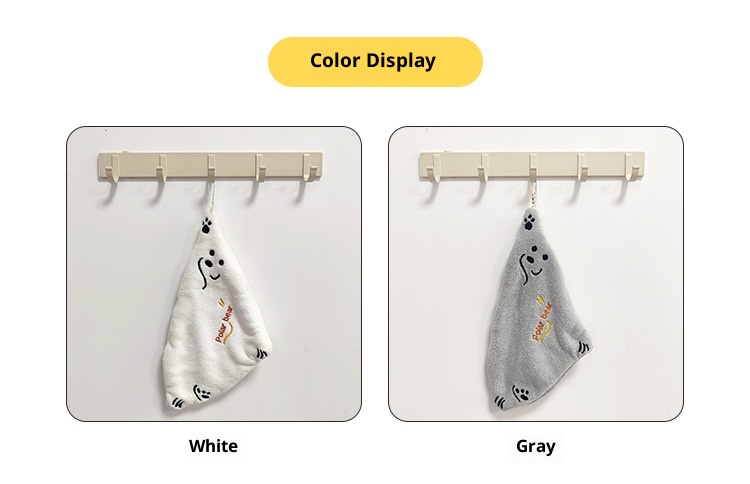 Lillian Ins Polar Bear Cartoon Coral Fleece Absorbent Hanging Children's Hand Small Towel Kitchen Cloth Soft_voghion.com