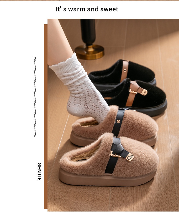 Zees Internet Celebrity Furry For Women Winter Fashion Outdoor Thick Sole Non-Slip Warm Home Plush Cotton Slippers_voghion.com